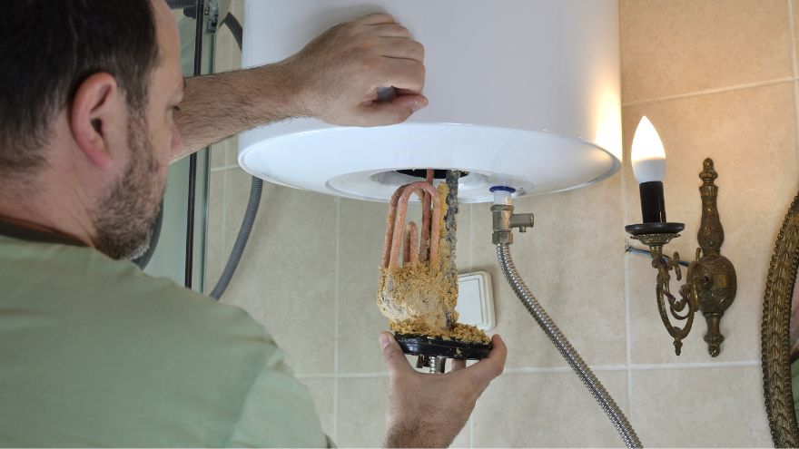 1709115604 instalator wymienia zakamieniona grzalke boilera przez twarda wode w instalacji